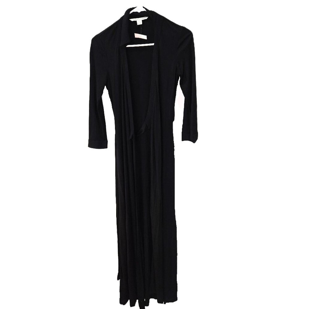 Diane Von Furstenberg Sz 4 Womens Black Long Sleeve Wrap Maxi Dress